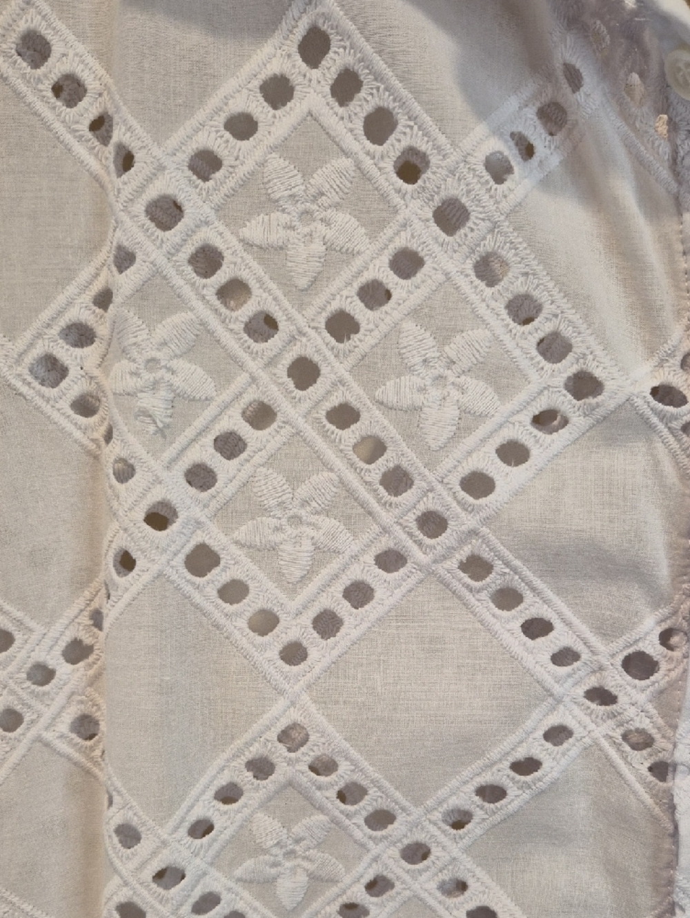White Eyelet Button-Front Swim Coverup. Made In Italy - Picture 6 of 12